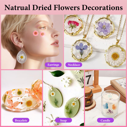 NESCCI 420 Pcs Dried Pressed Flowers for Resin,Real Nature Dried Flowers for Crafts Bulk Dry Flowers Leaves Kit Used for Resin Molds Scrapbooking DIY Art Crafts Candle Soap Making Nails Décor