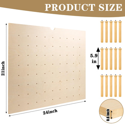 Mezurun Pegboard Drawer Organizer（24×21in） Peg Board for Drawers,Peg Board Drawer Organizer Kitchen Pegboard Divider Adjustable Trimmable，15PCS Wood Wooden Peg