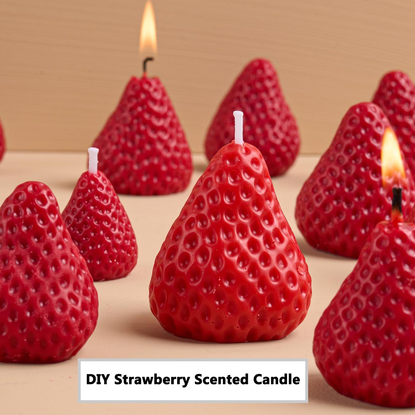 3D Strawberry Grapes Soap Mold, 3 Pcs Strawberry Silicone Scented Candle Soap Mold with 3Pcs Leaf Mold 200Ft White Cotton Rope for Soap Candle Making Gift