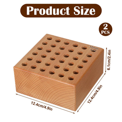 Yuanan 2 PCS Artist Paint Brush Holder, 36 Holes Wooden Paint Brush Holder Square Paintbrush Holders Large Capacity Paintbrush Organizer for Storing Painting Brushes, Makeup Brushes and Common Tools