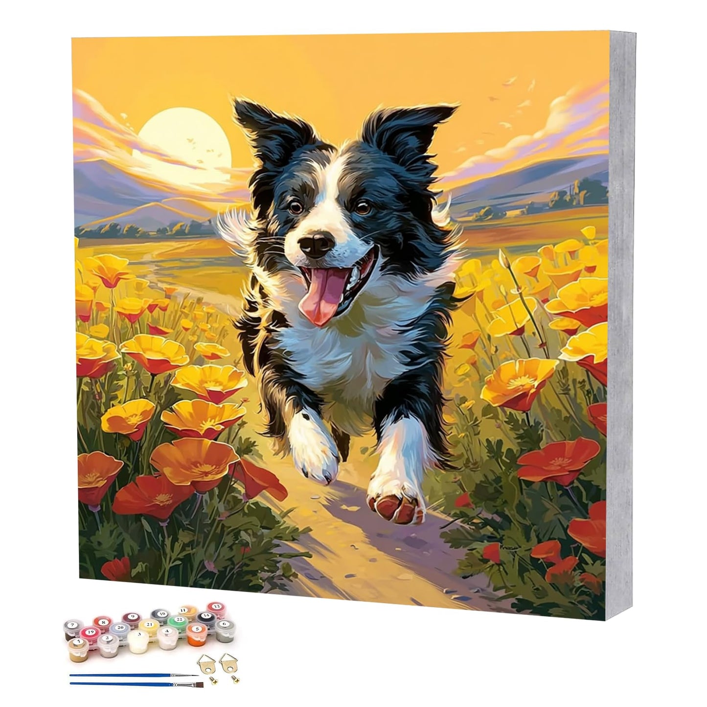 TBAIRO Framed Paint by Numbers Kit for Adults Beginner Dog DIY Painting Kits for Kids Ages 8-12 Animals Easy Adult Paint by Number Kits on Canvas for Wall Art Decor 8x8 Inch
