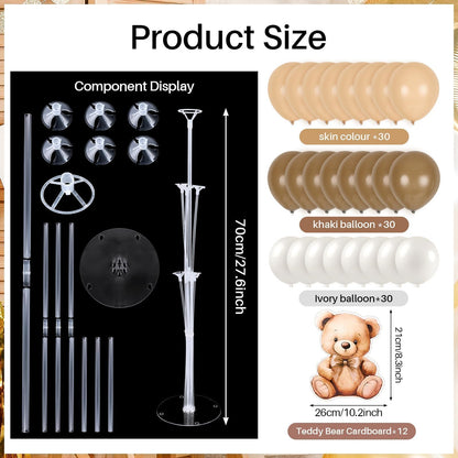 12 Sets Brown Bear Baby Shower Balloon Stand Kit for Table Teddy Bear Table Centerpieces Party Decor Baby Shower with Balloon Decoration for Girl and Boy Birthday Newborn Gender Reveal Party Supplies