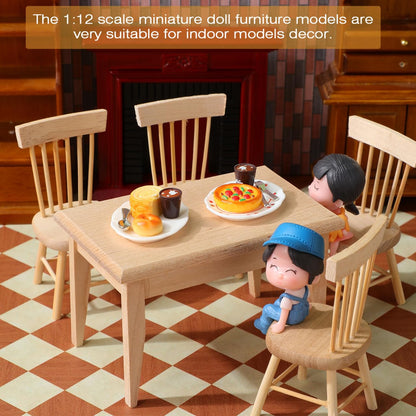 Toddmomy 1 Set Doll Furniture Miniature Furniture Decorative 1/12 Scale Miniature Table Chair Set for Dollhouse Kitchen Food Decoration Accessories (As Shown B)
