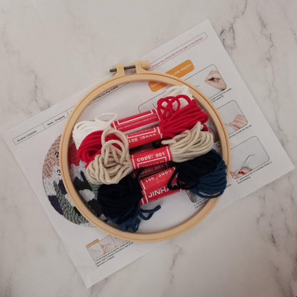 Esffaci Punch Needle Kit for Adults Beginner Starter Punch Embroidery Kit with Red Sunrise Snow Mountain Tree Scenery Pattern DIY Punch Stitch Supplies with Stamped Fabric Yarn Hoop Tool Instruction