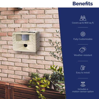Bird-X Balcony Gard, Ultrasonic Bird Preventer, Outdoor Bird Decoy with Motion-Sensor, Easy to Install, Covers up to 900 sq. ft., 15 to 25 kHz Frequency, 6.75" x 5.5" x 3.5"