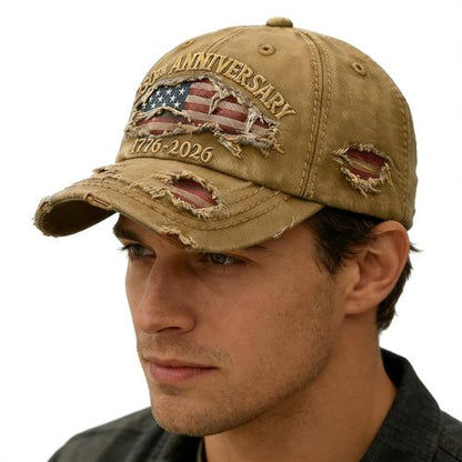 250 Anniversary USA Hat - Ripped Denim Baseball Cap for Men & Women | Limited Edition Merchandise
