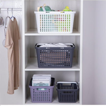 Plastic Shower Caddy Basket with Handles, Cleaning Supply for Dorm, School, Camping, Travel, Bathroom (Dark Grey)