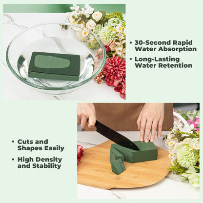 New 6 Pack Large Floral Flower Foam Blocks, Green Plant Foam for Flower Arrangements, Wet & Dry Florist Foam Styrofoam for Fresh and Artificial Flowers (7.5"L X 3.5"W X 2"H)