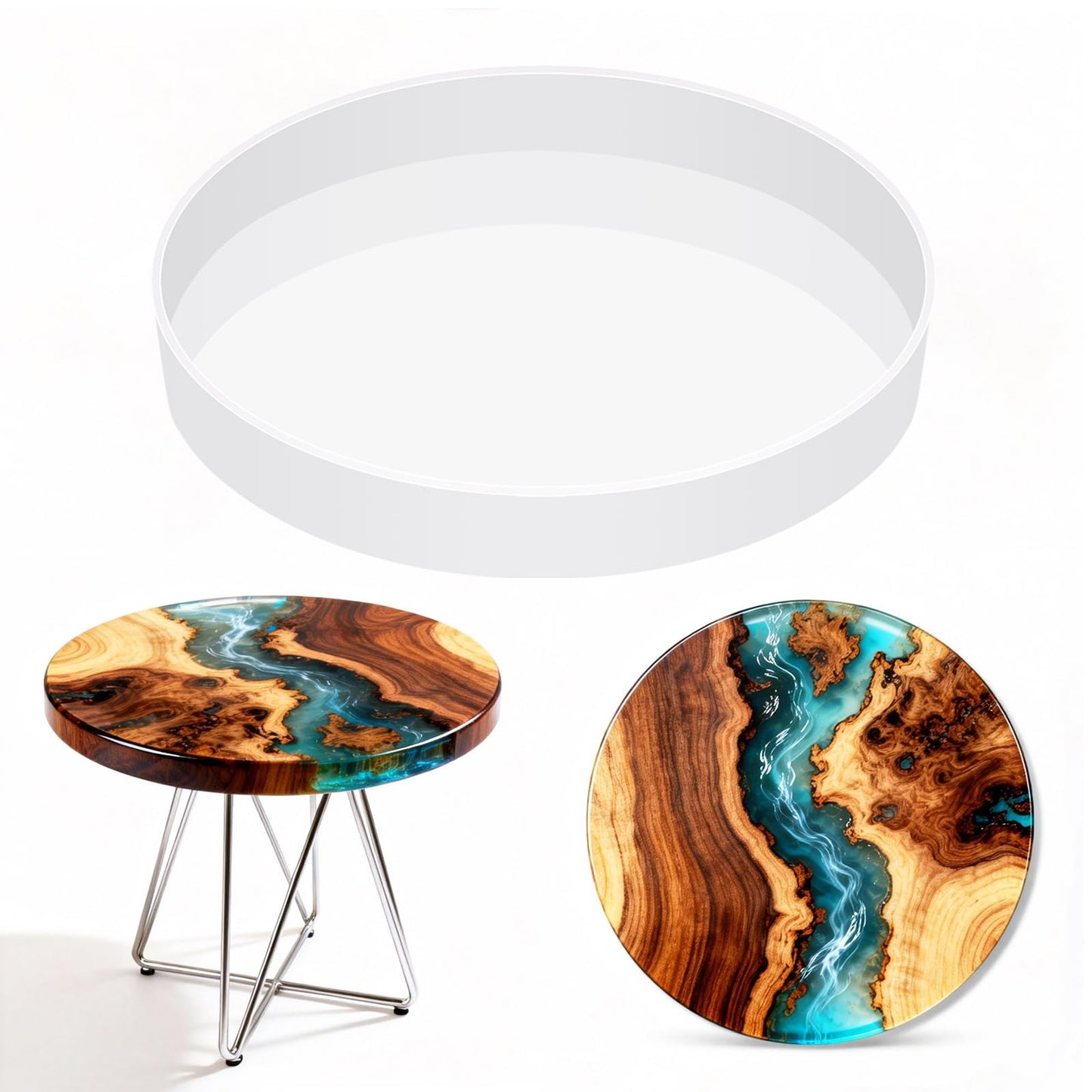 Vehipa Extra Large Resin Table Mold,14 Inch Round Resin Mold for River Table, DIY Resin Art, Coasters, Cutting Board, Desk Decor, Reusable Silicone Mold