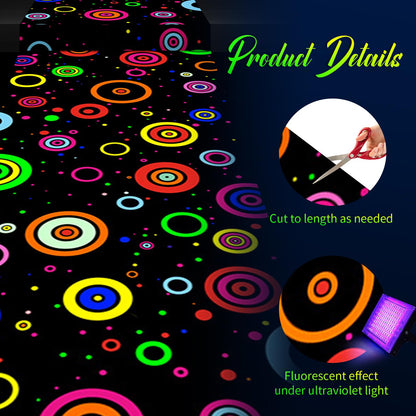 Haull 118 x 39 Inch Glow in The Dark Party Supplies Neon Party Decorations Light up Dance Floor Blacklight Rug UV Reactive Fluorescent for Carnival Birthday Wedding Favors(Ring)