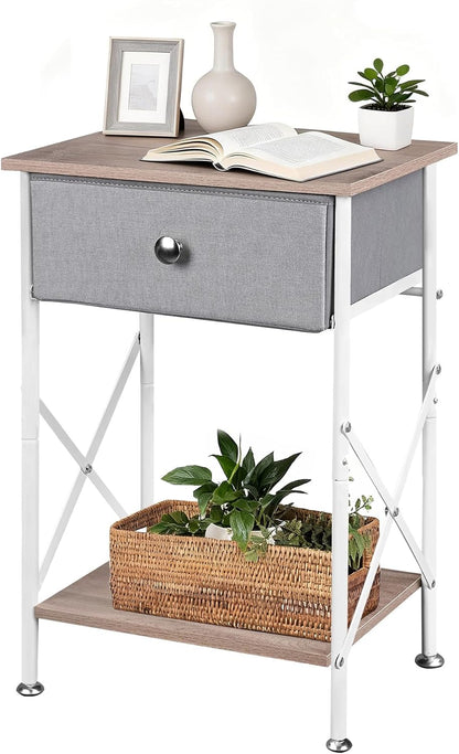 VECELO Night Stand, Small End Table for Small Spaces, Wood Side Table for Living Room, Bedside Table with Drawer