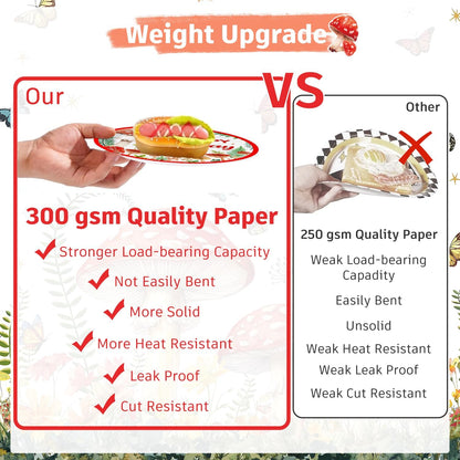 185Pcs Set, 25 cocomigo Mushroom Birthday Decorations Tableware Mushroom Birthday Decorations with Plates Napkins Cups