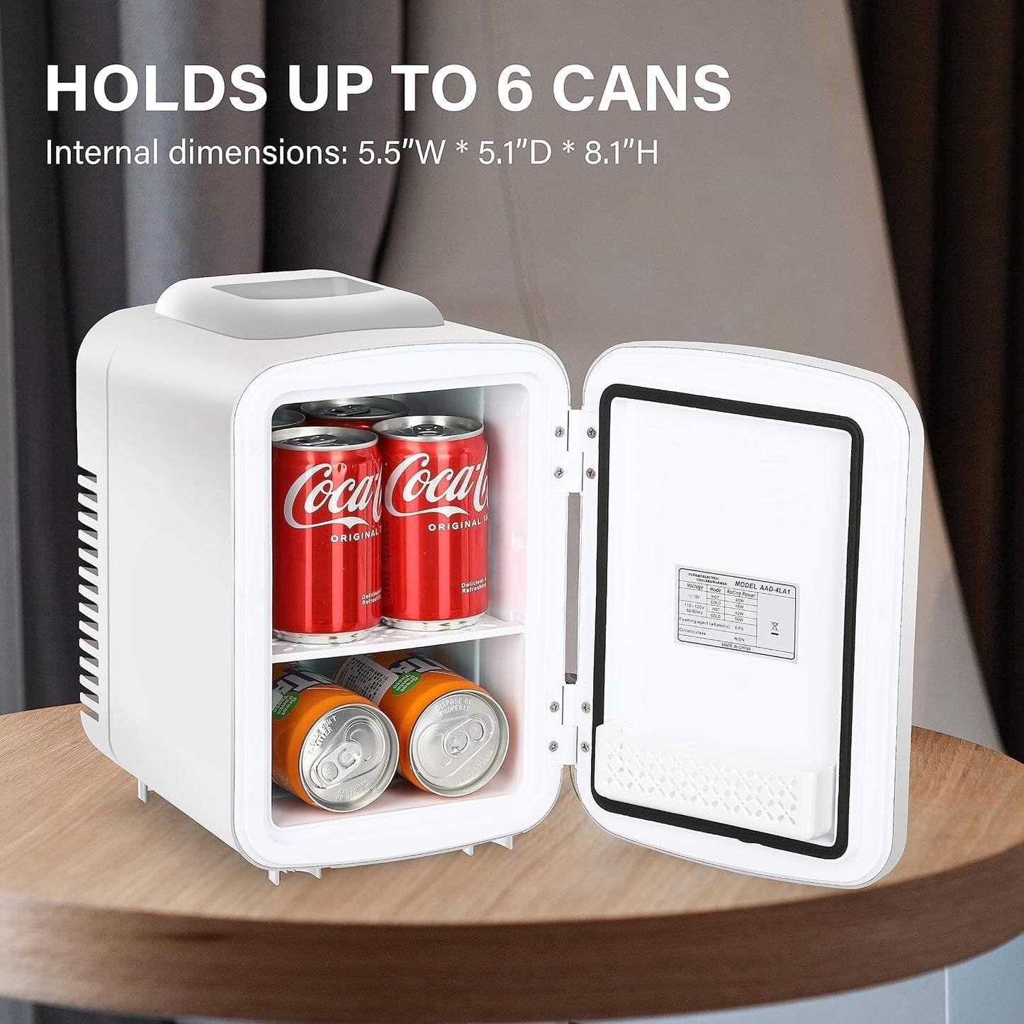 HealSmart 4 Liter 6 Can Portable Mini Fridge 100% Freon-Free Cooler & Warmer for Drinks, Food, Medications