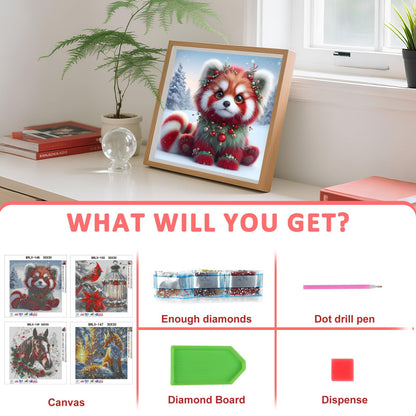 Skyboda 4 Pack Diamond Painting Kits for Kids Beginners, Christmas Animals Diamond Art Kit, DIY Full Round Drill Diamond Dot Gem Art Kits for Adults, Home Wall Decor 12x12 inch