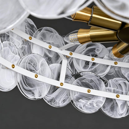 APBEAMLighting 30.3'' Cloud Glass Chandelier Modern, Gold Chandeliers Elegant, Dimmable 8-Light Pendant Ceiling Light Fixture for Girls Room Bedroom Dining Living Room Foyer Kitchen Entryway