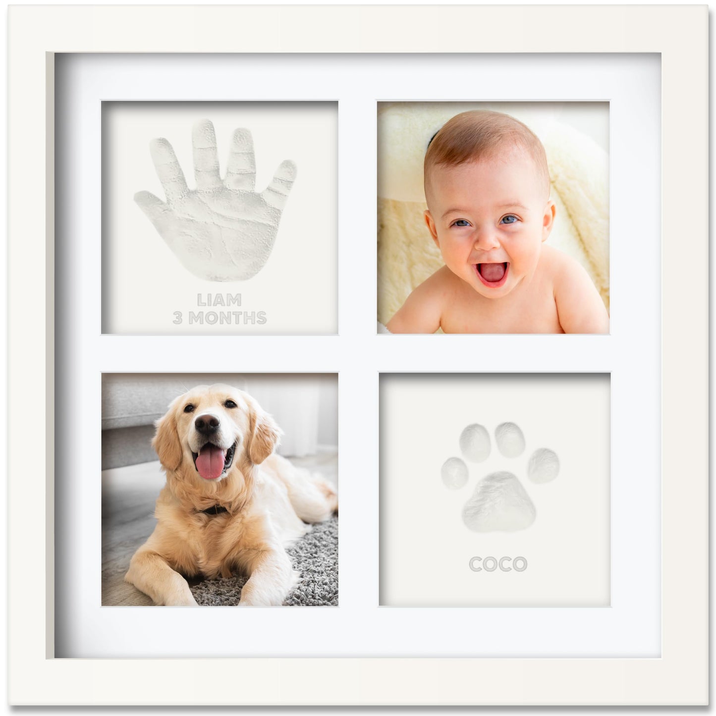 KeaBabies Baby Hand and Footprint Kit - Baby Footprint Kit, Clay Handprint Keepsake Frame, Pets Paw, Newborn Collage Picture Frame, Personalized New Mom Gifts for Showers & Registry (Alpine White)