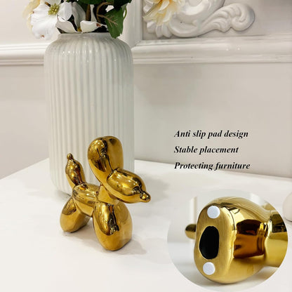 DANELYNN Modern Balloon Dog Decorative Sculpture,Ceramic Dog Figurines Statues Contemporary Art Decor for Living
