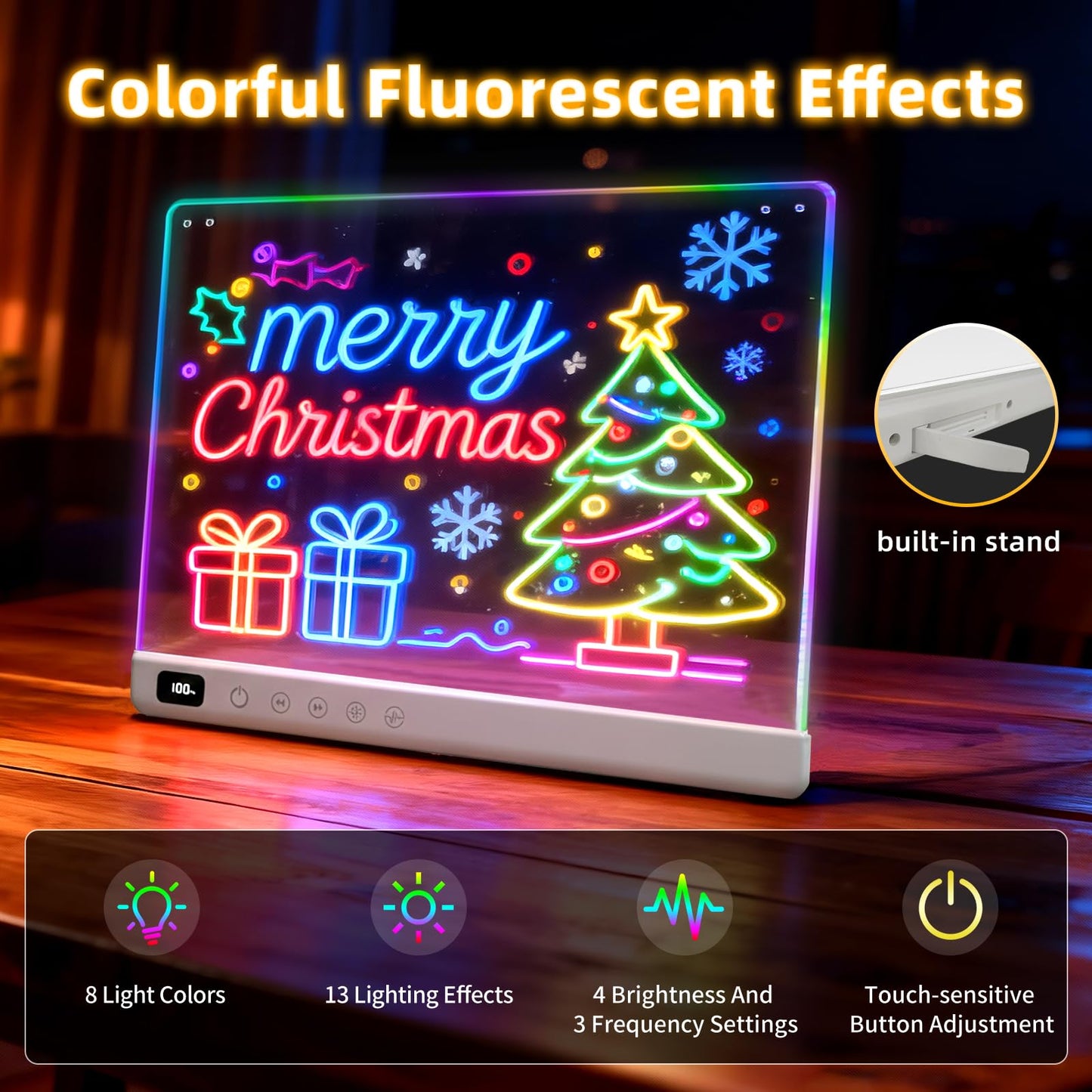 Lumiboard Led Drawing Board with 13 Light Effects, 16" Rechargeable Glow Doodle LED Note Board with Colors, Neon Light Up Drawing Tablet Gifts for Kids for Easter Birthday Christmas Gift Ideas