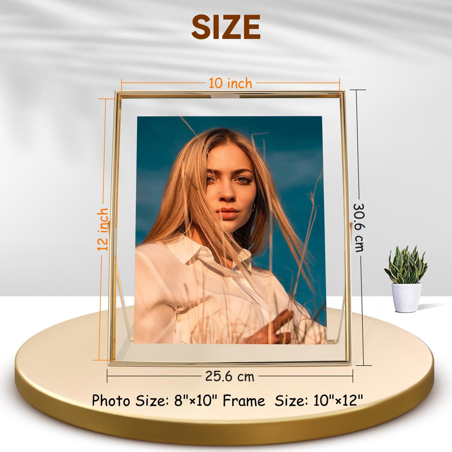 AhaGo Gold Floating Frame, 10"x12", Vertical, For Picture 8.5x11, 8x10, 7x9, Tabletop Shelf Photo Frame, Classy For Father's Day, Birthday or Wedding