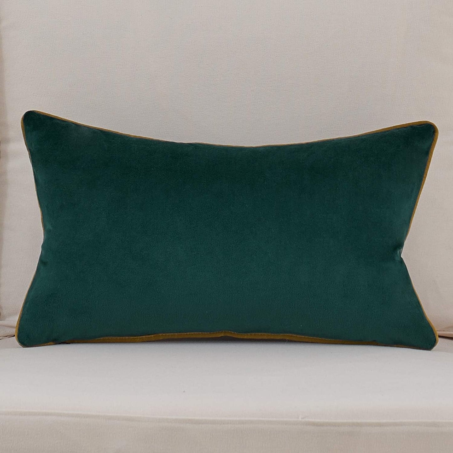 Avigers Luxury Modern Teal Gold Velvet Cushion Case, 12 x 20 Inch Striped Lines Decorative Pillow for Couch