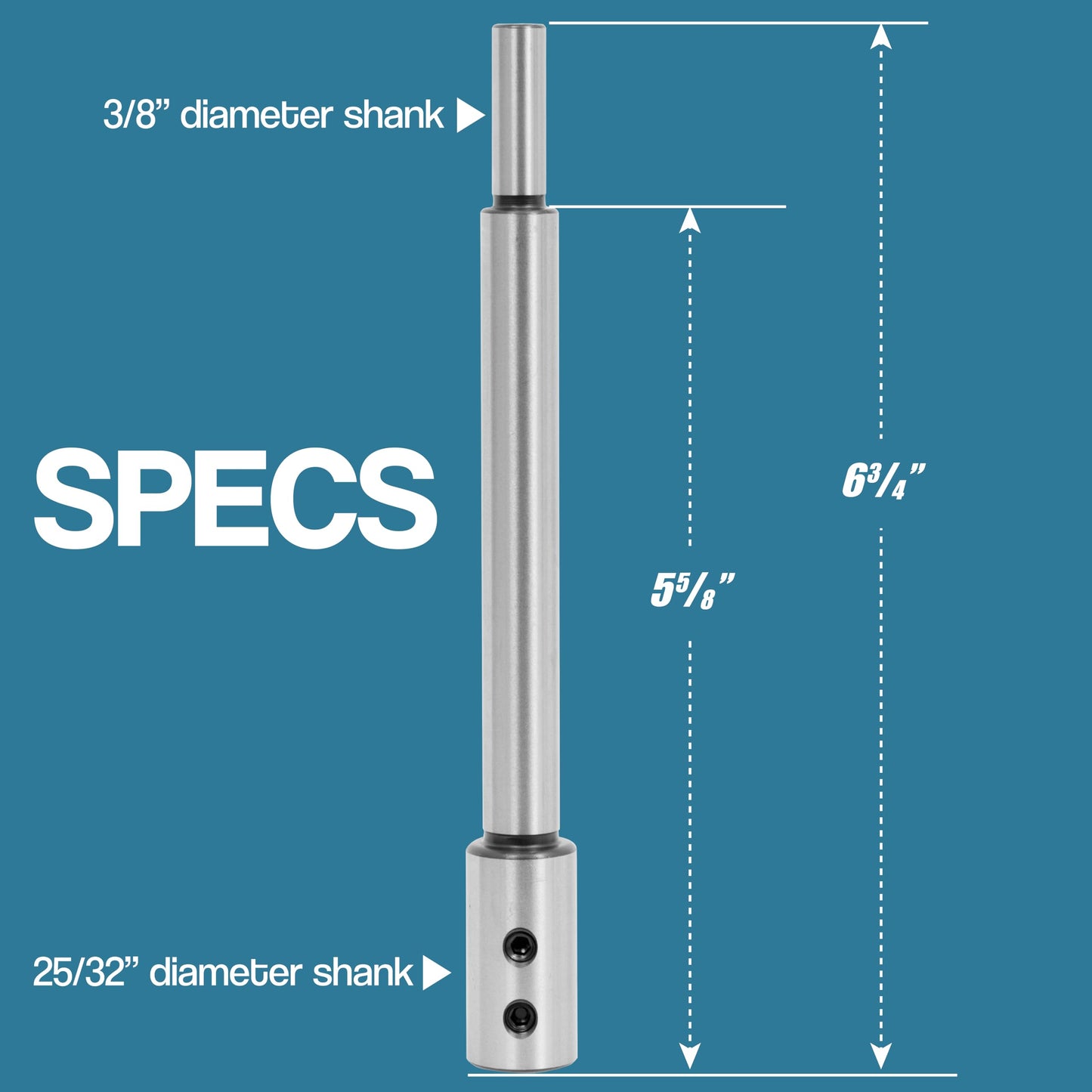 Fulton 6 inch Long Forstner Bit Extension for Adding Over 5-5/8 inches of Drilling Depth to Your Forstner Bit. for Wood Turners, Furniture, Carpentry and Construction