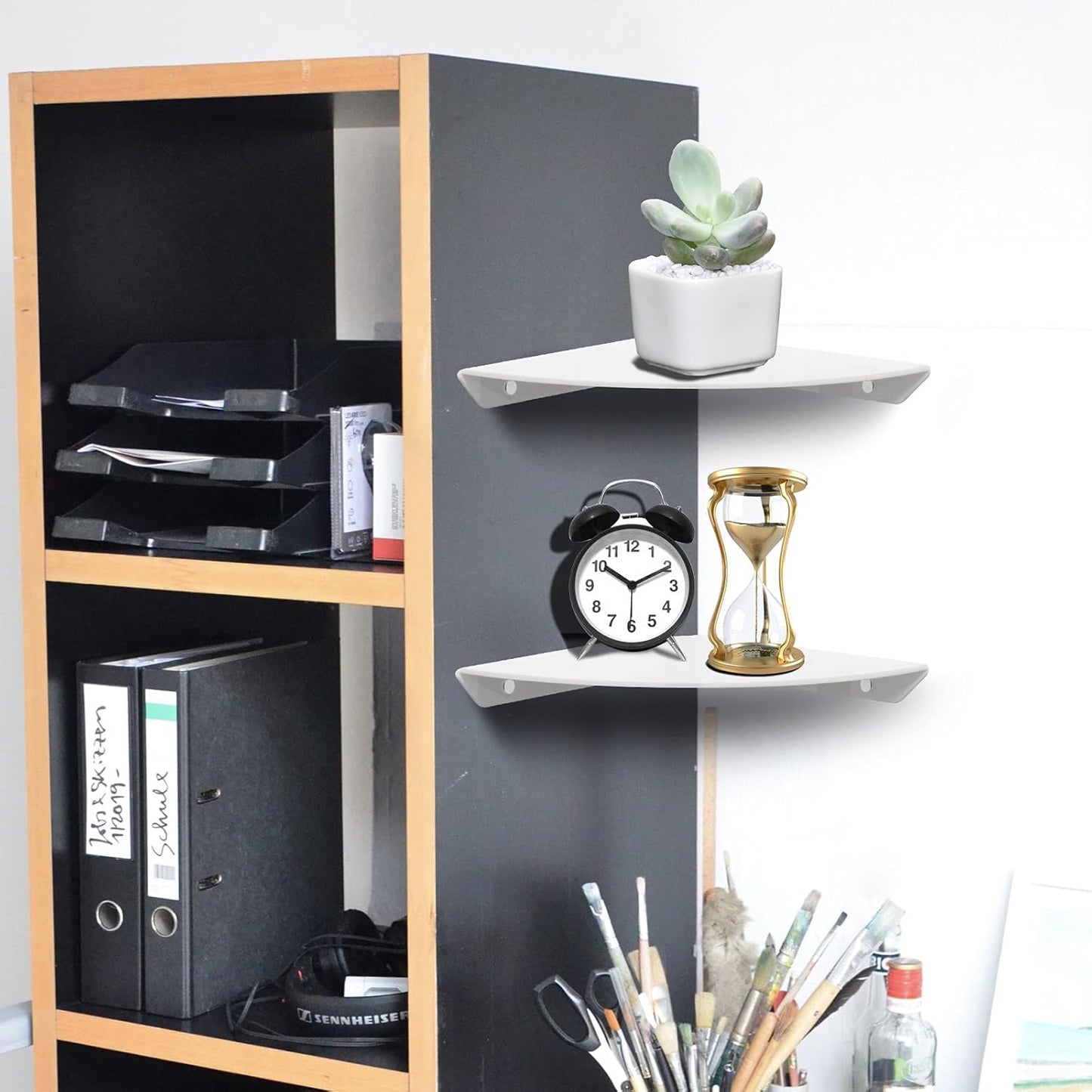 Cosmos 2 Pcs Acrylic Wall Mount Floating Corner Shelves Quarter Round Shower Shelf Hanging Corner Shelves Wall Storage
