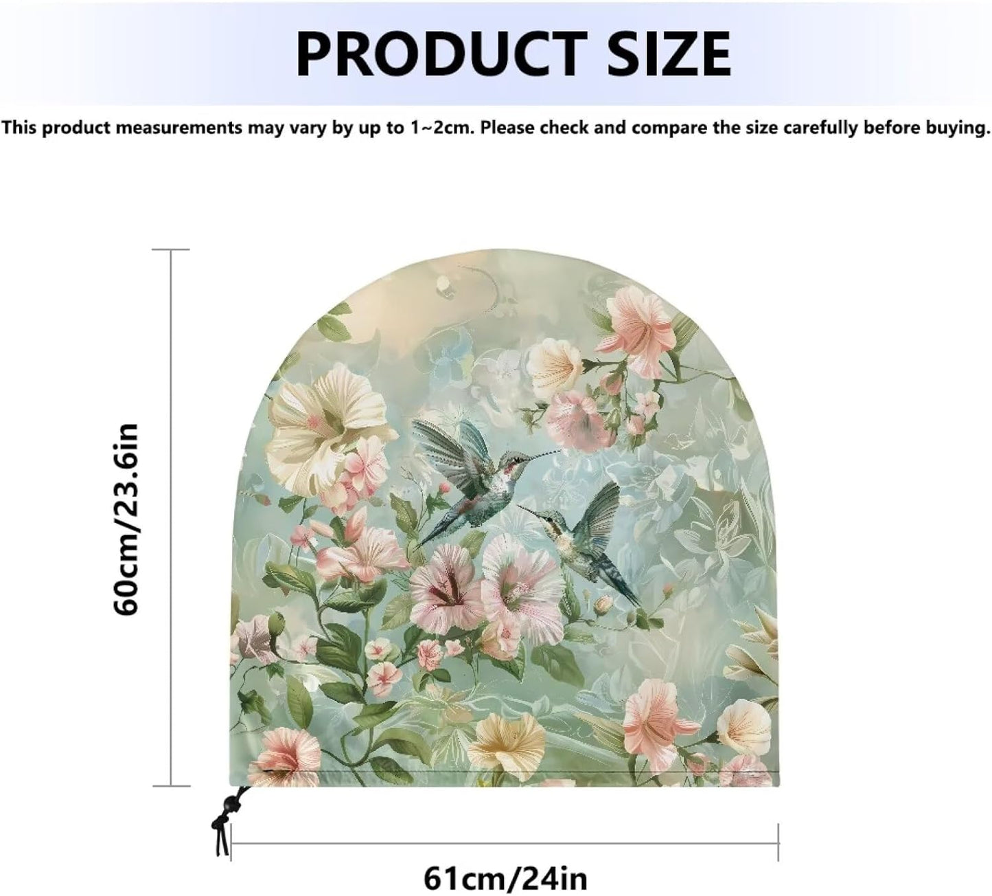 Hummingbird Hibiscus Print 24" Fan Cover, Industrial Fan Protection Cover for Wall Mount, Outdoor Waterproof