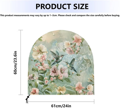 Hummingbird Hibiscus Print 24" Fan Cover, Industrial Fan Protection Cover for Wall Mount, Outdoor Waterproof