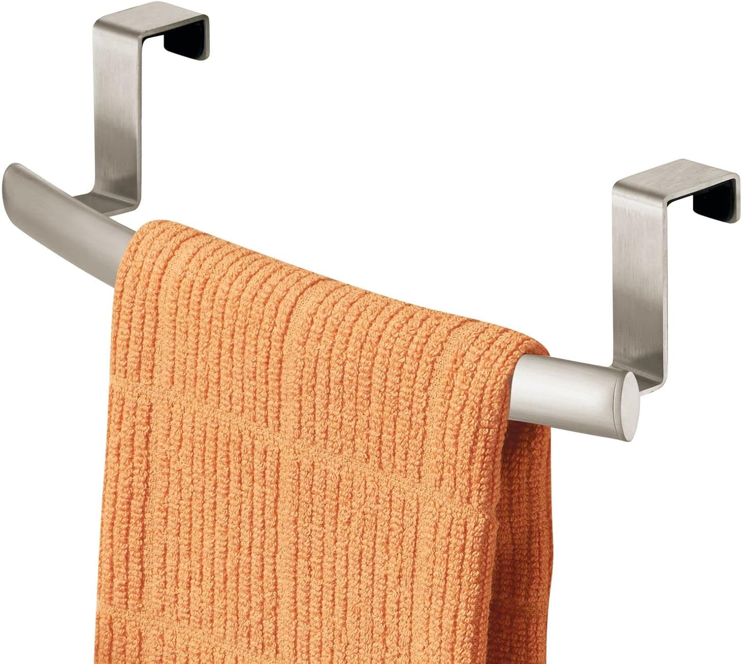 mDesign Steel Over Door Curved Towel Bar Storage, Hanger for Cabinet or Cupboard, Holder Rack for Kitchen, Bathroom