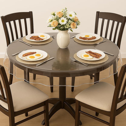 Dependable Industries Essentials Clear Vinyl Tablecloth Protector – 70" Round Waterproof Plastic Cover
