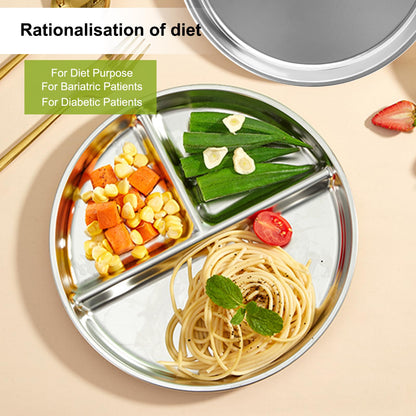 Zalaxt Portion Control Plates Set of 4 Stainless Steel Divided Plates 9" Reusable Dinner Plates (4)
