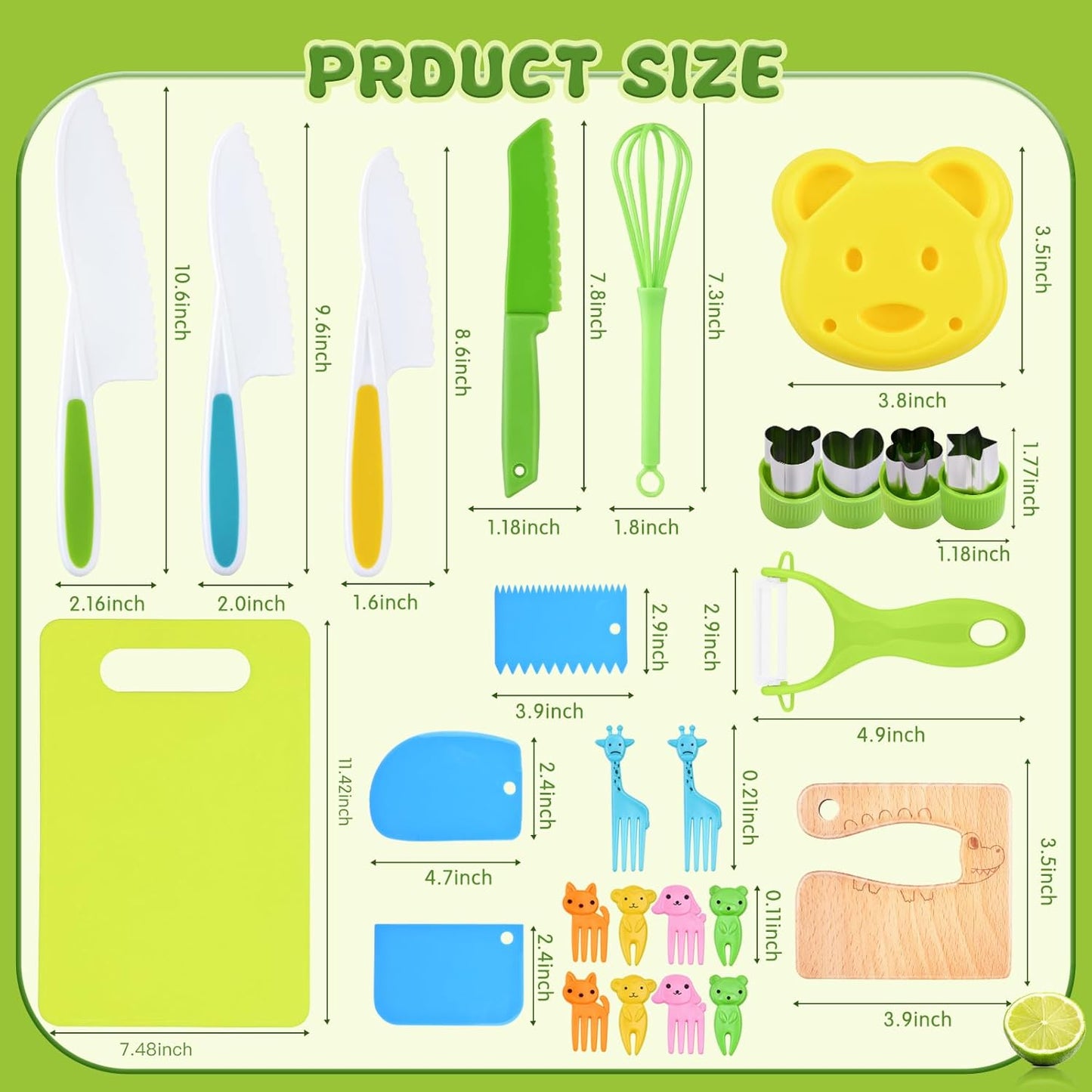 26PCS Set 4 Hilsoeet Kids Knives for Real Cooking, Wooden Kids Kitchen Knife Include Serrated Edges Plastic Toddler