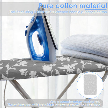 Ironing Board Cover 20" x 55" Extra Wide Thick Padding Fits Most Ironing Boards , Non-Stick, Scorch & Stain Resistant, Easy Install Elastic Edge, Bonus Heat Resistant Ironing Mesh Press Cloth for Home