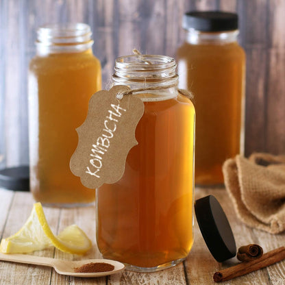 12-Pack 8oz DilaBee Glass Juice Bottles with Lids, Glass Bottles with Lids for Juice, Smoothie, Water, Milk & Kombucha