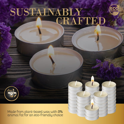 L’ner 1.5 Hour Tealight Candles, 300 Pack – Smokeless & Dripless Unscented Mini Tea Lights, Plant-Based Wax, Lead-Free Cotton Wick – Premium Quality Tealights for Shabbat, Memorial, Home, Weddings
