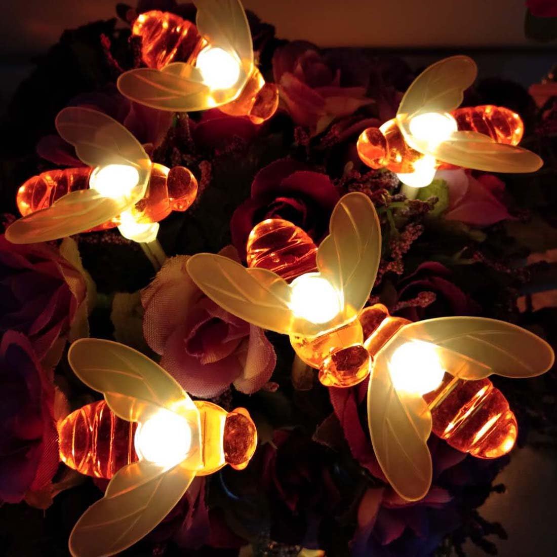 Honeybee Fairy String Lights, 40 LED 14Ft Battery Powered for Party, Wedding, Xmas, and Garden Decoration
