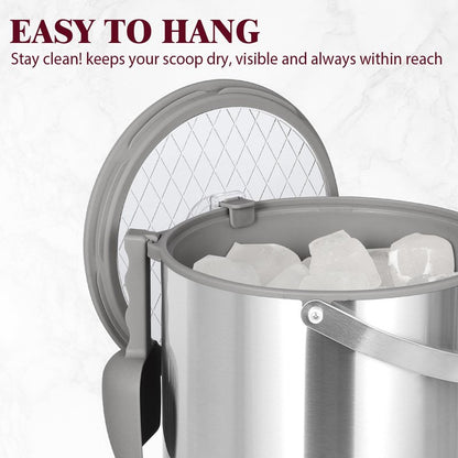 6.8L/7QT Insulated Ice Bucket with Lid & Scoop,Double-Wall Ice Bucket for Parties,Cocktail Bar(Grey)