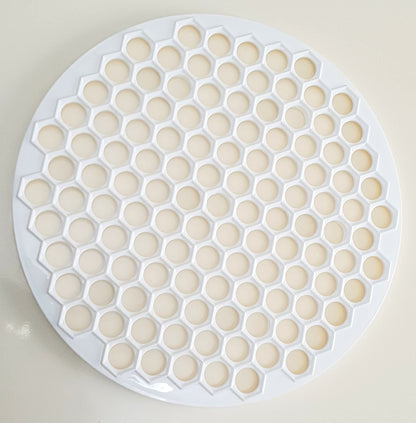 Pratic Circle Ravioli Mold - Small Holes, 121 Dough Rounds - 12.5" Dough Cutter, Manti Maker - White