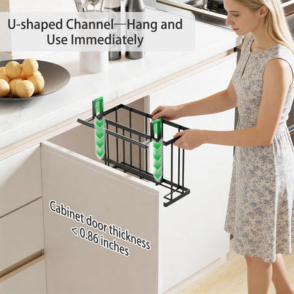 DTUQYX 3 Pack Cabinet Door Organizer - Adjustable Over Cabinet Door Organizer with Towel Rack and Small Basket, Over The Cabinet Door Storage for Kitchen Supplie, Cleaning Supplie and Cutting Board