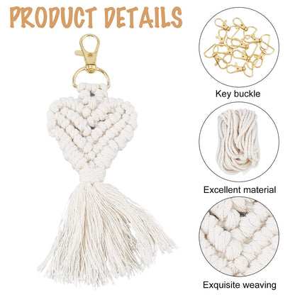 INFUNLY 8 Set Macrame Keychain DIY Kits Mini Boho Keychains Bag Charms Macrame Keychain Bracelet with Tassels for Car Key Purse Phone Instruction Included