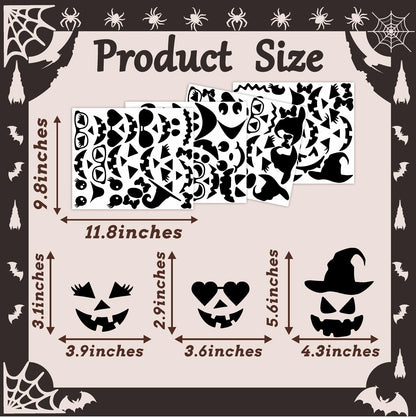 Halloween Face Stickers for Crafts Pumpkin Decorating Stickers for Pumpkins Glass Jars Halloween Vinyl Faces Decals Cute Ornaments Decals Funny Faces Crafts for Party Supplies Decorations