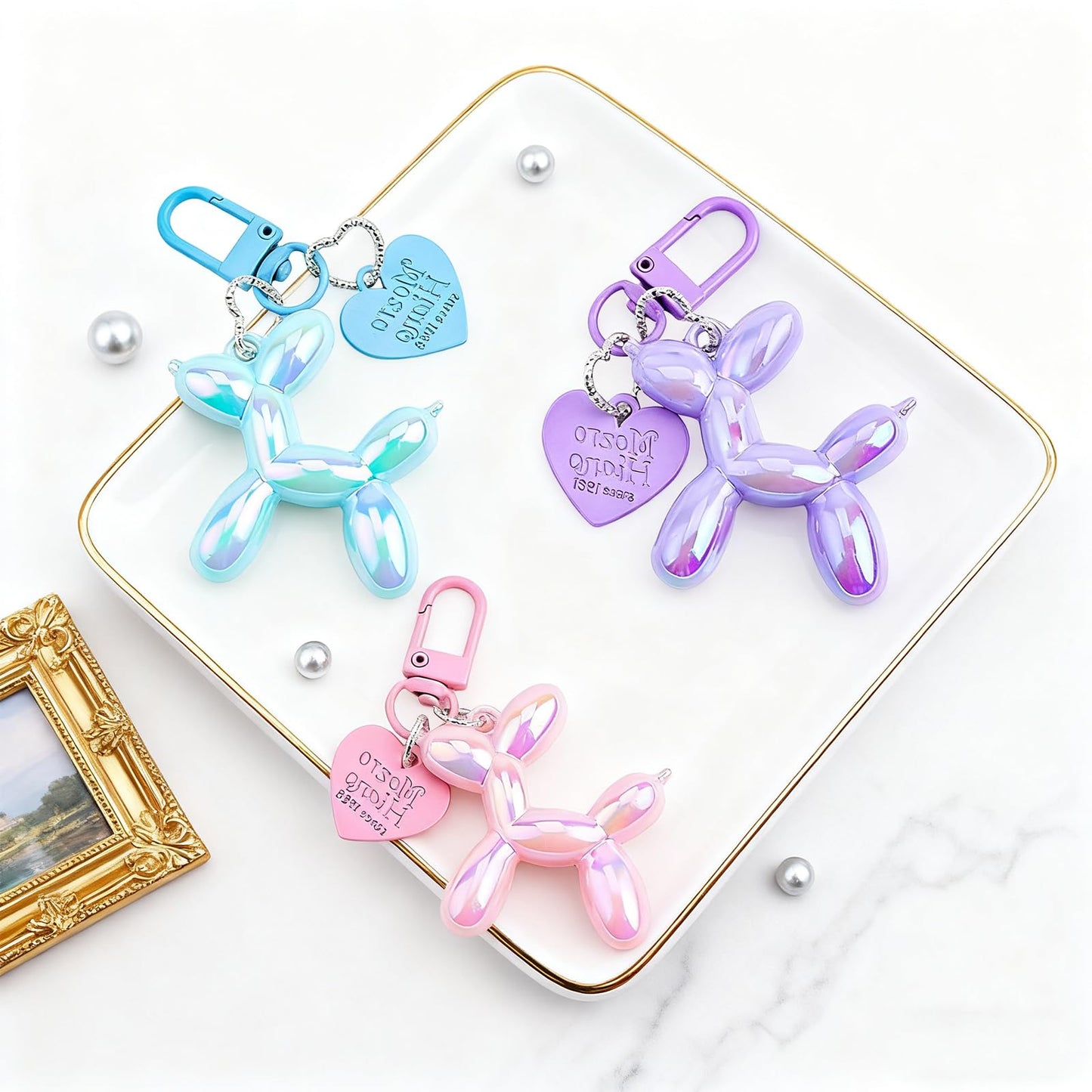 FANEVER Jelly Balloon Dog Keychain Bulk for Women Teen Girls Cute Designer Bag Charm for Backpack Purse Tote Handbag Bookbag (10 Pack-Multicolor 01)