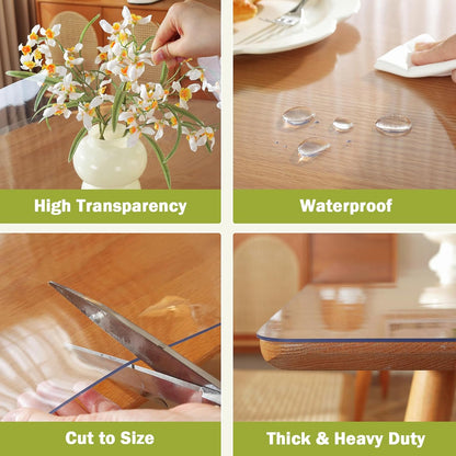 Clear Table Protector 12 x 24 Inch, 1.5mm Thick Plastic Cover, Waterproof PVC Desk Protector Mat