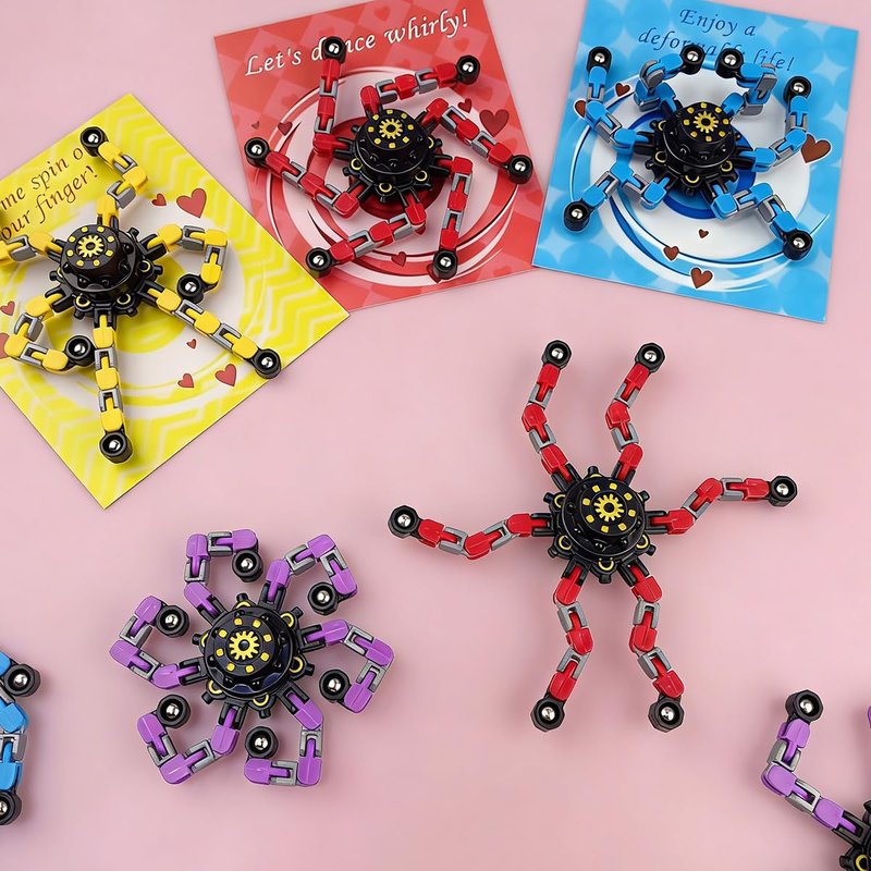 Anditoy 24 Pack Mechanical Transformable Fidget Toys with Valentines Cards for Kids Valentines Day School Class Classroom Gifts Prizes Exchange Party Favors