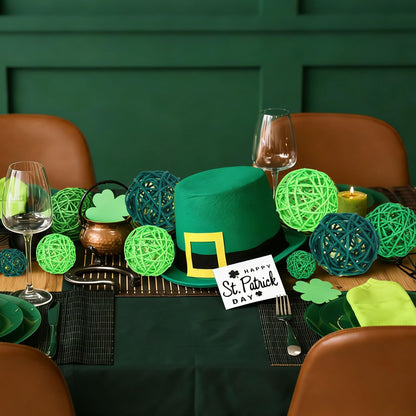 42Pcs St Patricks Day Vase Filler Wicker Rattan Balls, Table Decor Wicker Rattan Balls Hanging Ornaments Vase Bowl Fillers for Spring St. Patrick's Day Home Vase Centerpiece Bowls Table Decor