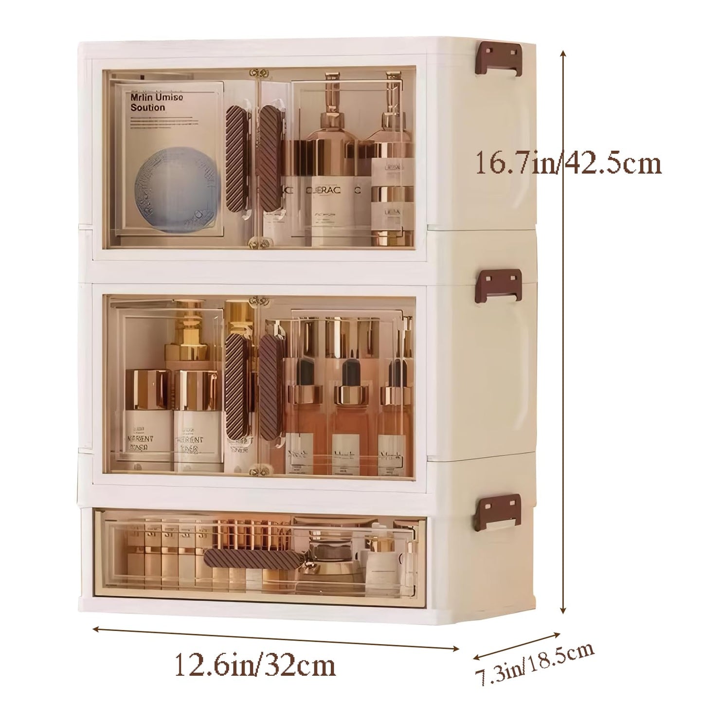 LiliGloris Stackable desktop organizer with drawers and compartments, perfect for storing cosmetics, beauty tools, jewelry, and daily essentials in dorm rooms (1 drawers+2 layers)