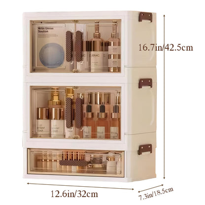 LiliGloris Stackable desktop organizer with drawers and compartments, perfect for storing cosmetics, beauty tools, jewelry, and daily essentials in dorm rooms (1 drawers+2 layers)