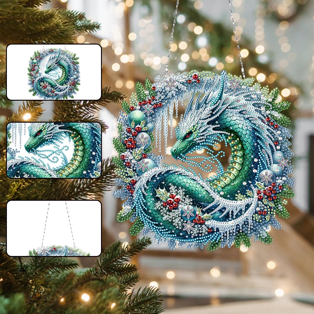 C'eitura Dragon Diamond Art Painting Sun Catcher Kit for Adults, Double-Sided Mythical DIY Hanging Ornament, Crystal Acrylic Gem Art Craft for Home Window Wall Decor, Fantasy Gift for Beginners