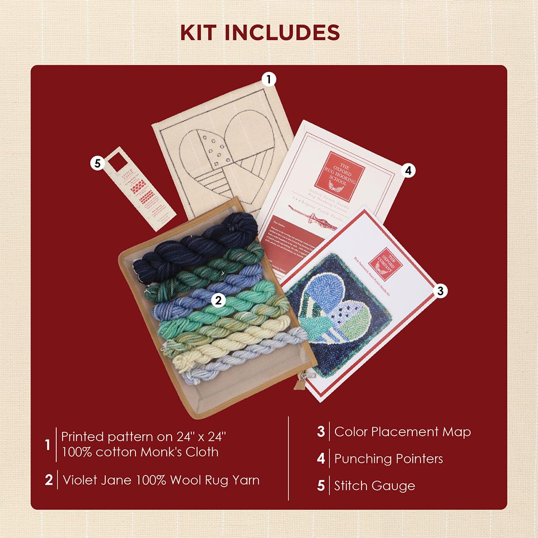 The Oxford Company Punch Needle Kit (Patchwork Blue Heart)