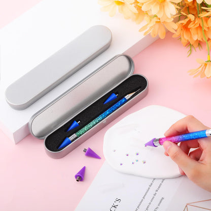 Tatuo 2 Pcs Nail Rhinestone Picker Tool Dual Ended Wax Pen Gem Picker Tool Dotting Pen for Nail Art DIY Rhinestones Dotting Gems Stones Crystals and Charms(Gradient Blue Purple)